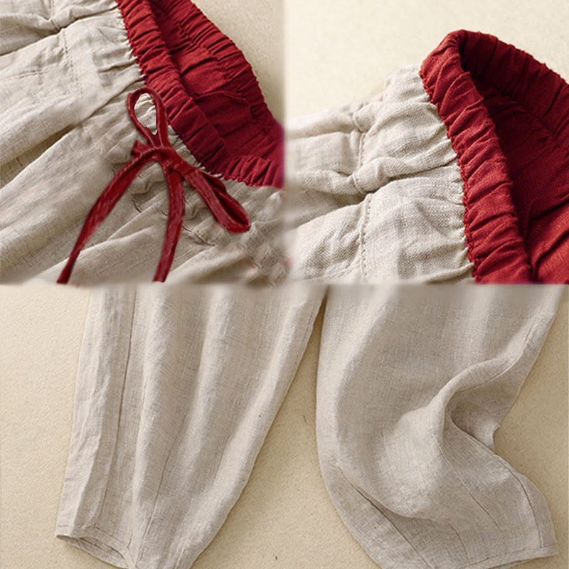 Buddha Stones Pantalones harén para mujer, de longitud 7-8, con diseño de bloques de color y bolsillos - image 7