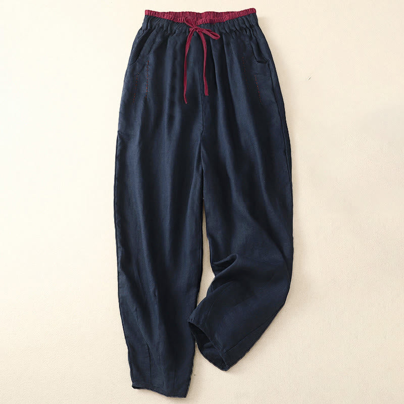 Buddha Stones Pantalones harén para mujer, de longitud 7-8, con diseño de bloques de color y bolsillos - image 12