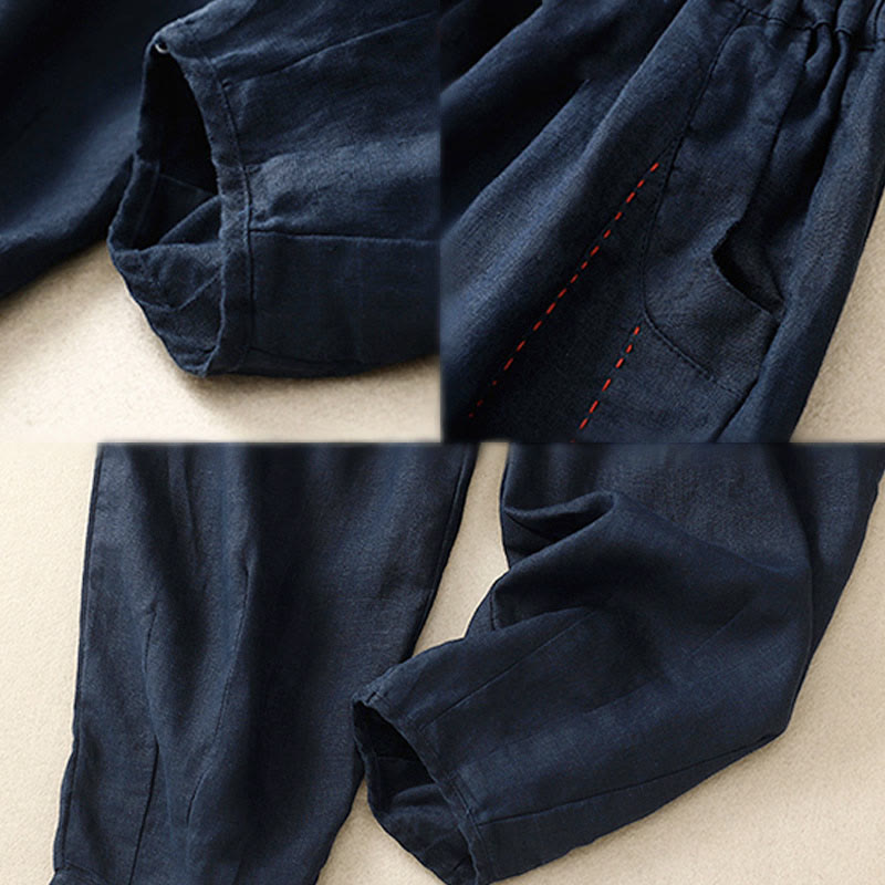 Buddha Stones Pantalones harén para mujer, de longitud 7-8, con diseño de bloques de color y bolsillos - image 15