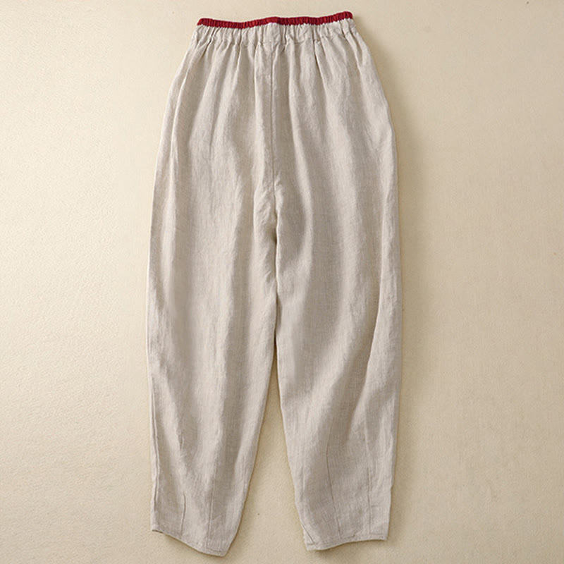 Buddha Stones Pantalones harén para mujer, de longitud 7-8, con diseño de bloques de color y bolsillos - image 1