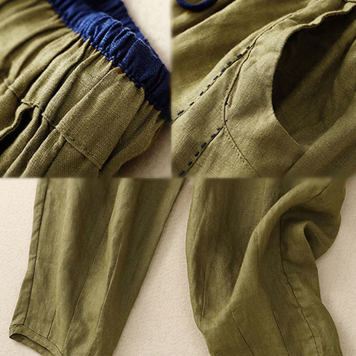 Buddha Stones Pantalones harén para mujer, de longitud 7-8, con diseño de bloques de color y bolsillos - image 11