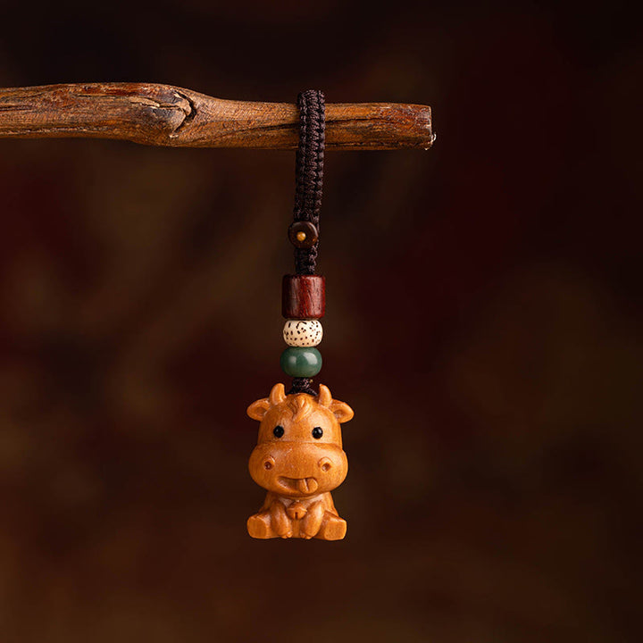 Buddha Stones Llavero con bendición de la semilla Bodhi de la luna, estrella y sándalo rojo del Año del Caballo - Buey de semillas de Bodhi de sándalo rojo, estrella y luna - image 11