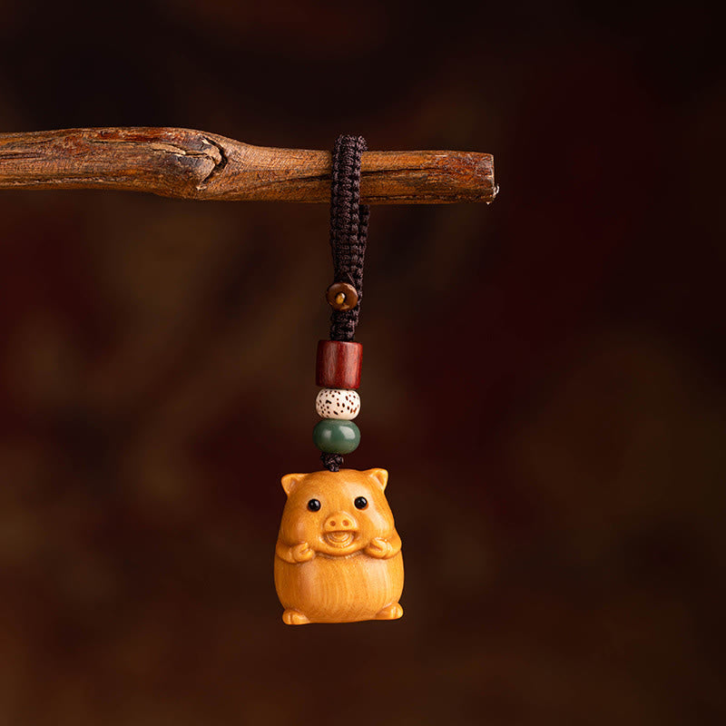 Buddha Stones Llavero con bendición de la semilla Bodhi de la luna, estrella y sándalo rojo del Año del Caballo - Cerdo de semillas de Bodhi de sándalo rojo, estrella y luna - image 44