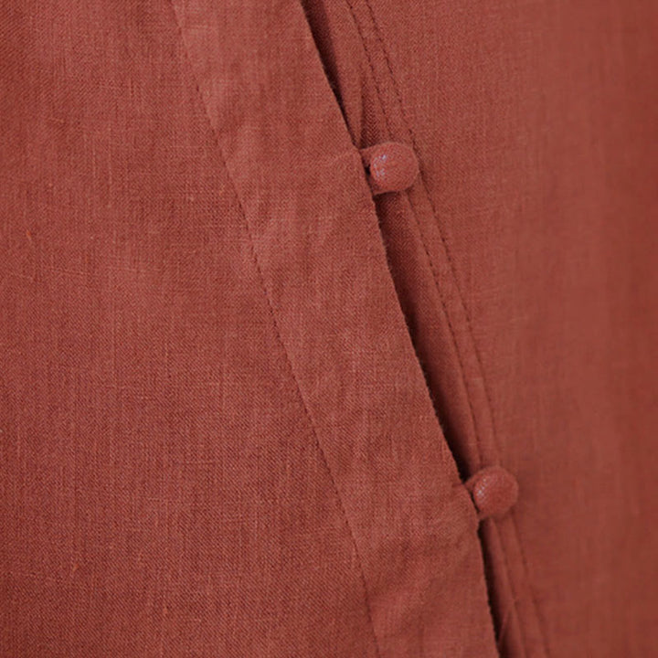 Buddha Stones Camisa de algodón para mujer con solapa, botones de rana, diseño de tapeta diagonal y manga tres cuartos - image 6