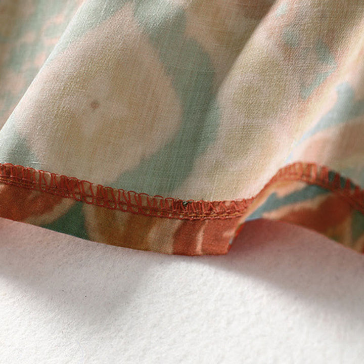 Buddha Stones Camisa de mujer con cuello alto, manga larga y botones de rana chinos estampados y bolsillos - image 10