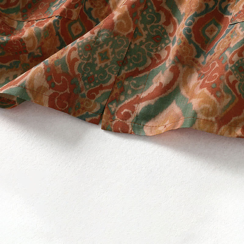 Buddha Stones Camisa de mujer con cuello alto, manga larga y botones de rana chinos estampados y bolsillos - image 9