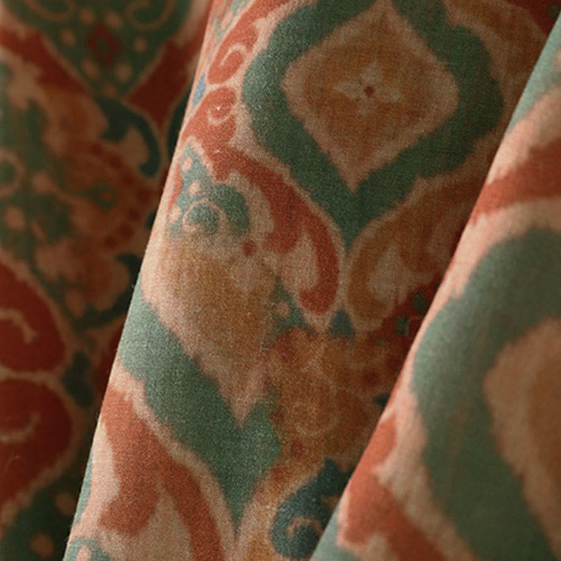 Buddha Stones Camisa de mujer con cuello alto, manga larga y botones de rana chinos estampados y bolsillos - image 6