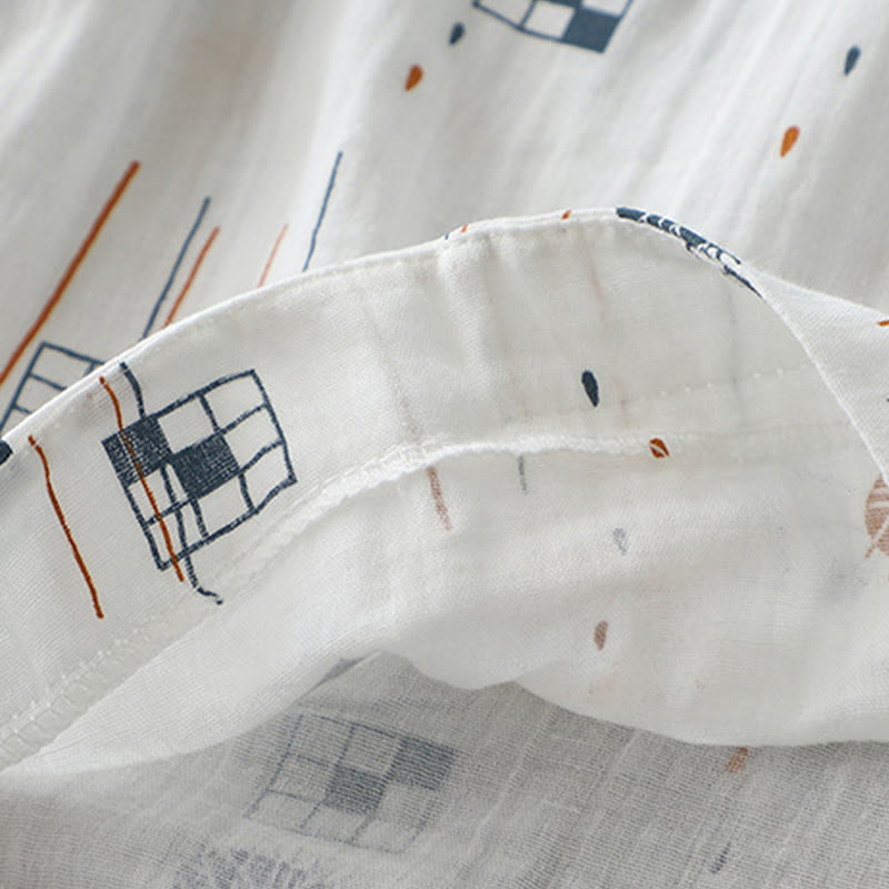 Buddha Stones Camisa de algodón para mujer con diseño estampado de medio botón y mangas fruncidas de tres cuartos - image 9