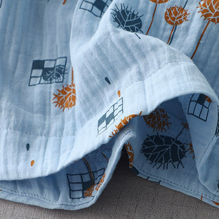 Buddha Stones Camisa de algodón para mujer con diseño estampado de medio botón y mangas fruncidas de tres cuartos - image 16