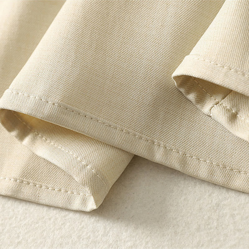 Buddha Stones Vestido midi de algodón para mujer, liso, con cordones, manga larga, botones, cuello alto y bolsillos. - image 9