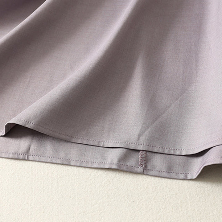 Buddha Stones Vestido midi de algodón para mujer, liso, con cordones, manga larga, botones, cuello alto y bolsillos. - image 15