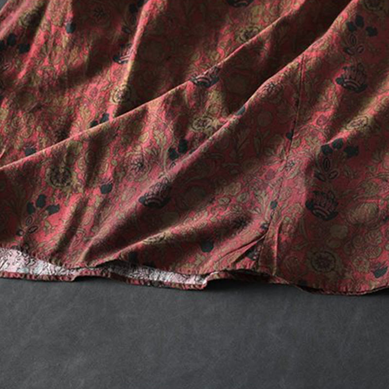 Buddha Stones Vestido largo de algodón para mujer, manga larga, diseño floral retro, corte A - image 9