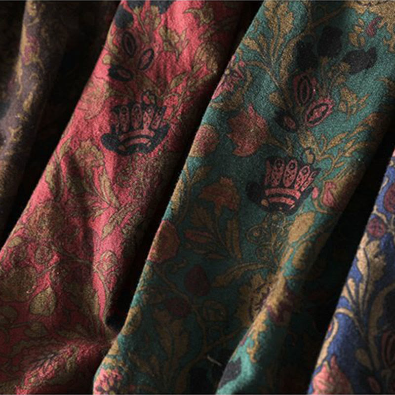 Buddha Stones Vestido largo de algodón para mujer, manga larga, diseño floral retro, corte A - image 15