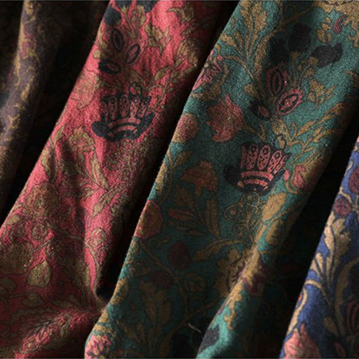 Buddha Stones Vestido largo de algodón para mujer, manga larga, diseño floral retro, corte A - image 15