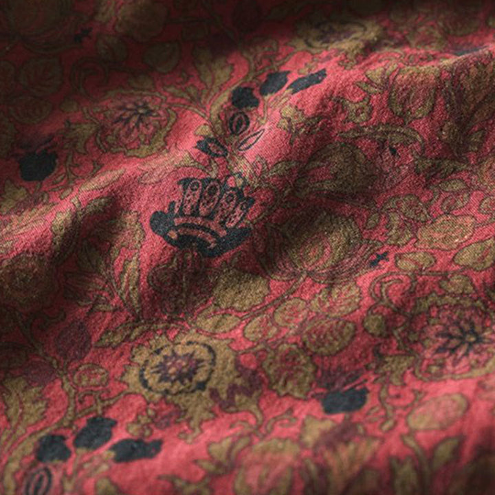 Buddha Stones Vestido largo de algodón para mujer, manga larga, diseño floral retro, corte A - image 8