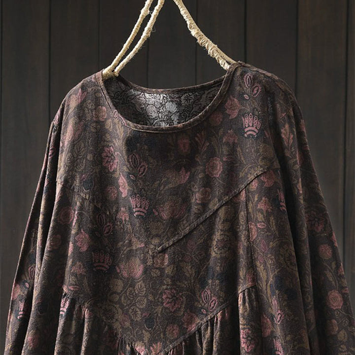 Buddha Stones Vestido largo de algodón para mujer, manga larga, diseño floral retro, corte A - image 14