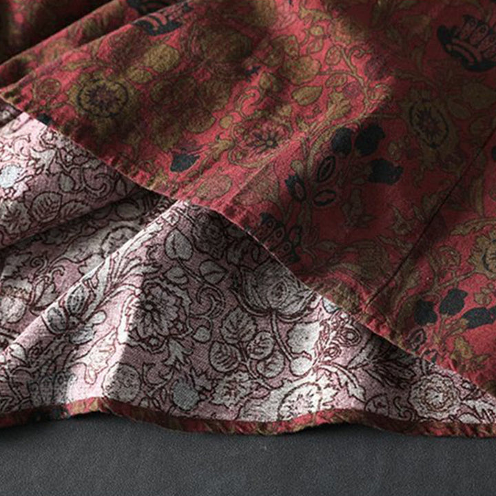 Buddha Stones Vestido largo de algodón para mujer, manga larga, diseño floral retro, corte A - image 10