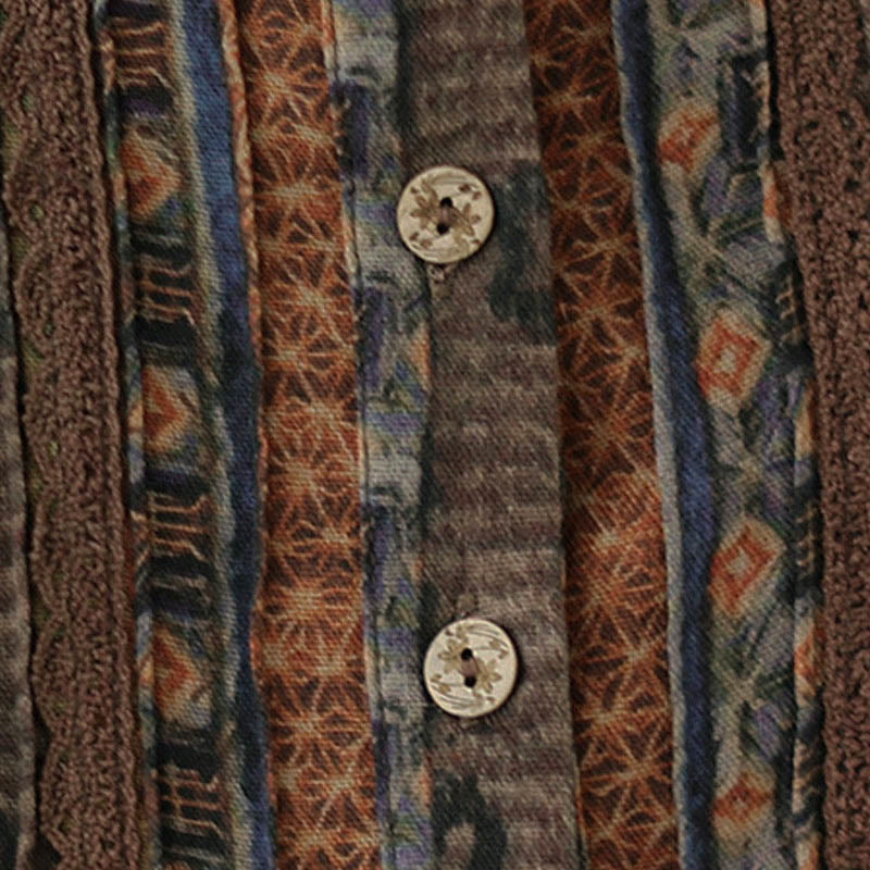 Buddha Stones Camisa de manga larga con pliegues de acordeón y bolsillos para mujer con estampado floral retro - image 12