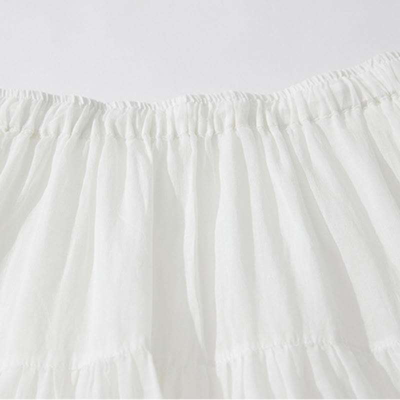 Buddha Stones Falda de mujer de cintura alta con cordón, diseño hueco y bordado, con bolsillos - image 11