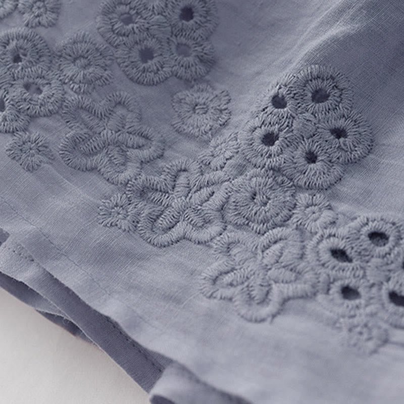 Buddha Stones Falda de mujer de cintura alta con cordón, diseño hueco y bordado, con bolsillos - image 7