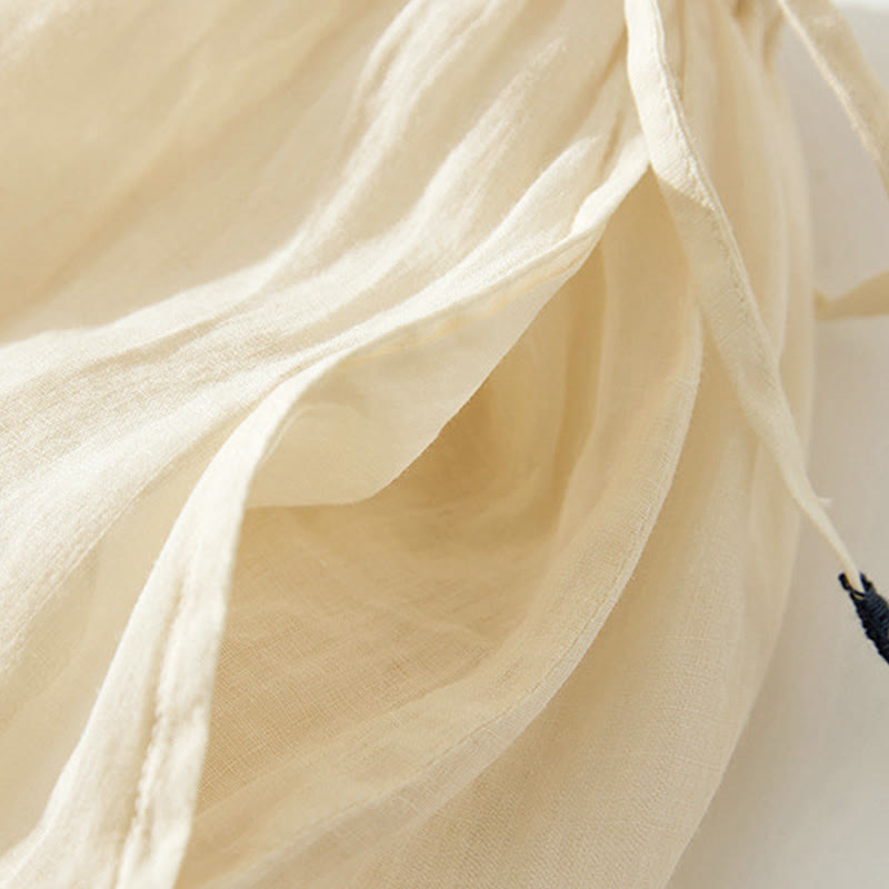 Buddha Stones Falda de mujer de cintura alta con cordón, diseño hueco y bordado, con bolsillos - image 17