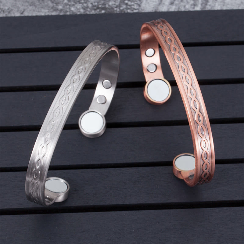 Buddha Stones Pulsera brazalete de cobre con diseño de lazo entrelazado y suerte - image 0