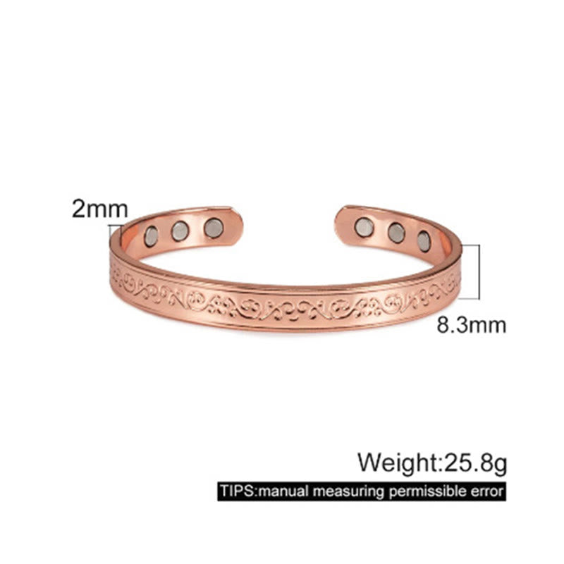 Buddha Stones Brazalete abierto de equilibrio de cobre con estampado grabado - image 5