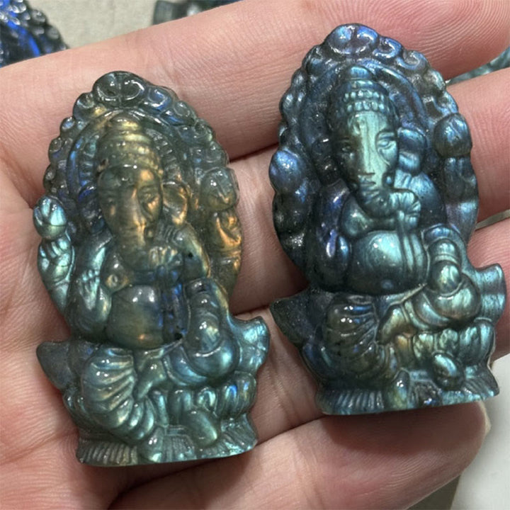 Buddha Stones Figura de elefante Ganesh Ganpati, estatua curativa de labradorita, decoración del hogar - Ganesha 4,7 x 2,7 x 1,3 cm - image 0