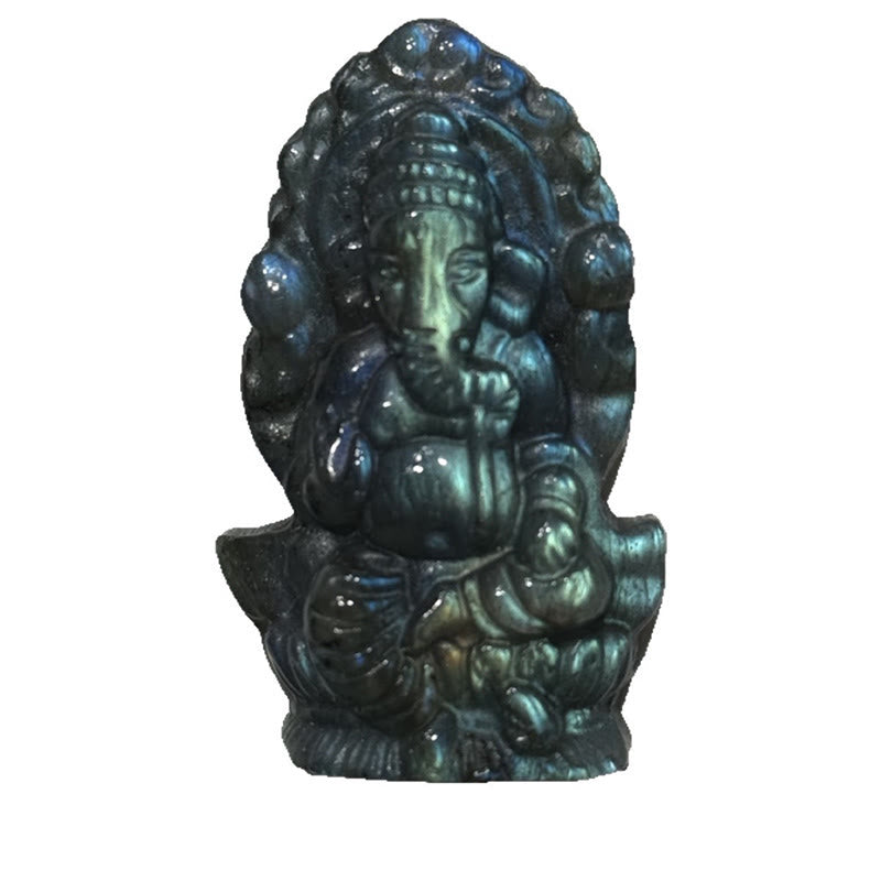 Buddha Stones Figura de elefante Ganesh Ganpati, estatua curativa de labradorita, decoración del hogar - image 3