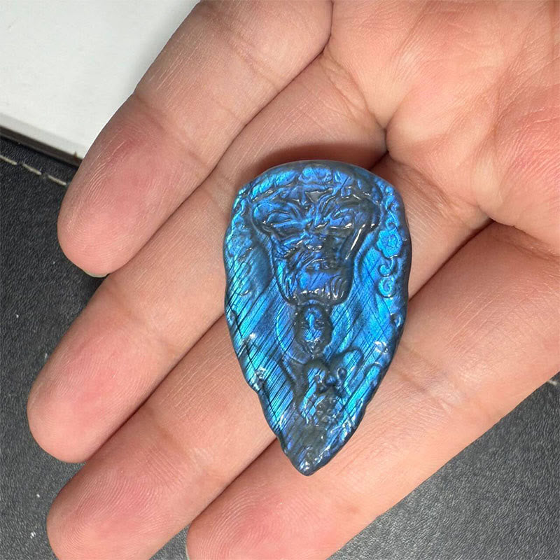 Buddha Stones Figura de Buda con grabado en forma de lágrima de labradorita natural, estatua curativa para decoración del hogar - image 9