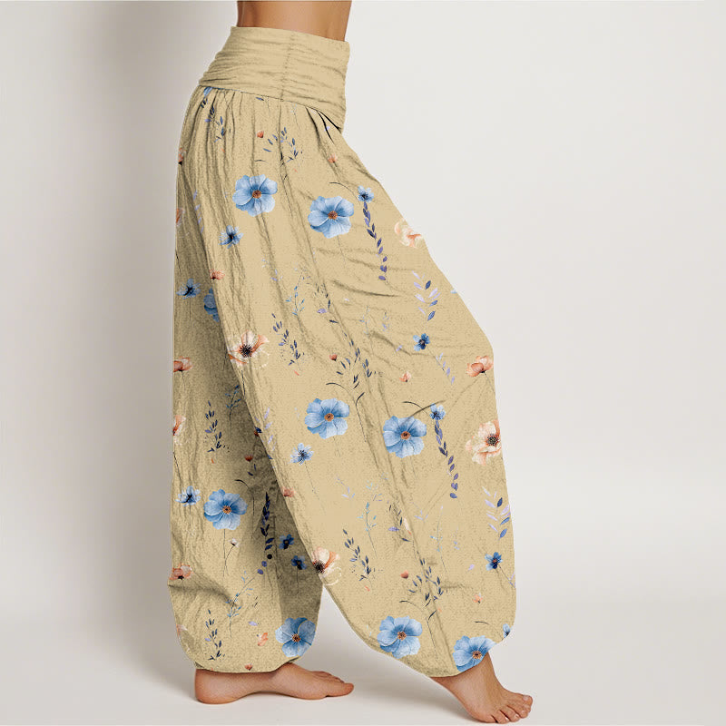 Buddha Stones Pantalones harén de algodón con cintura elástica y estampado floral para mujer - image 2