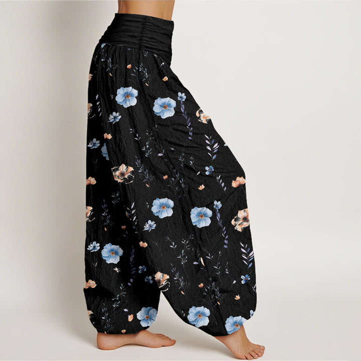 Buddha Stones Pantalones harén de algodón con cintura elástica y estampado floral para mujer - image 7