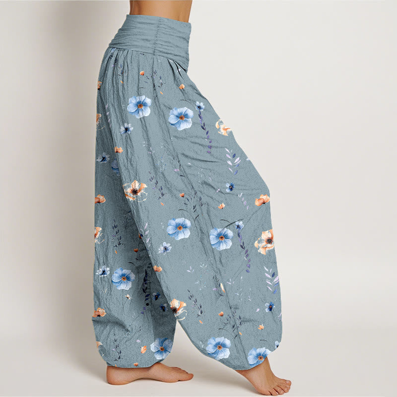 Buddha Stones Pantalones harén de algodón con cintura elástica y estampado floral para mujer - image 10