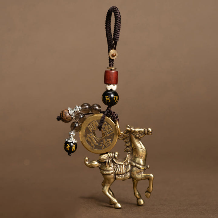 Buddha Stones Llavero con la protección del Om Mani Padme Hum, monedas de cobre y latón de los cinco emperadores del Año del Caballo - Caballo Om Mani Padme Hum (Tamaño: 43*50 mm) - image 10