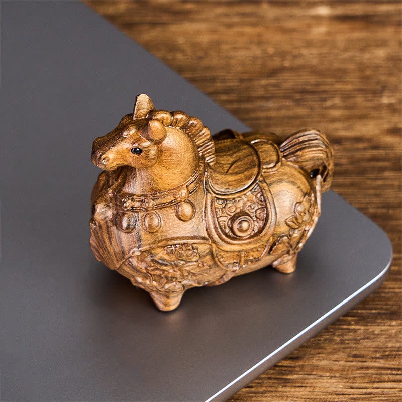 Buddha Stones Mini Año del Caballo Loto Ébano Tilo Madera Sándalo Verde Decoración 5,5*5*3,2cm - image 9