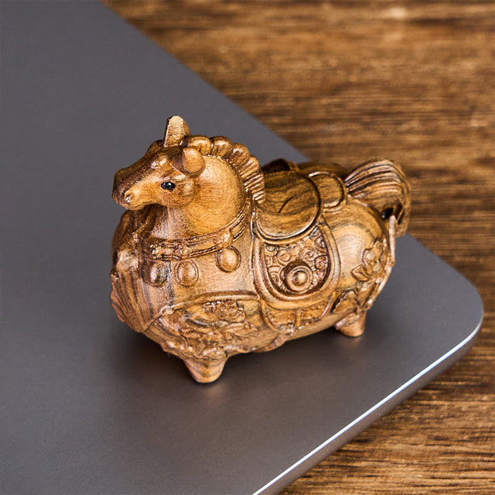 Buddha Stones Mini Año del Caballo Loto Ébano Tilo Madera Sándalo Verde Decoración 5,5*5*3,2cm - image 9