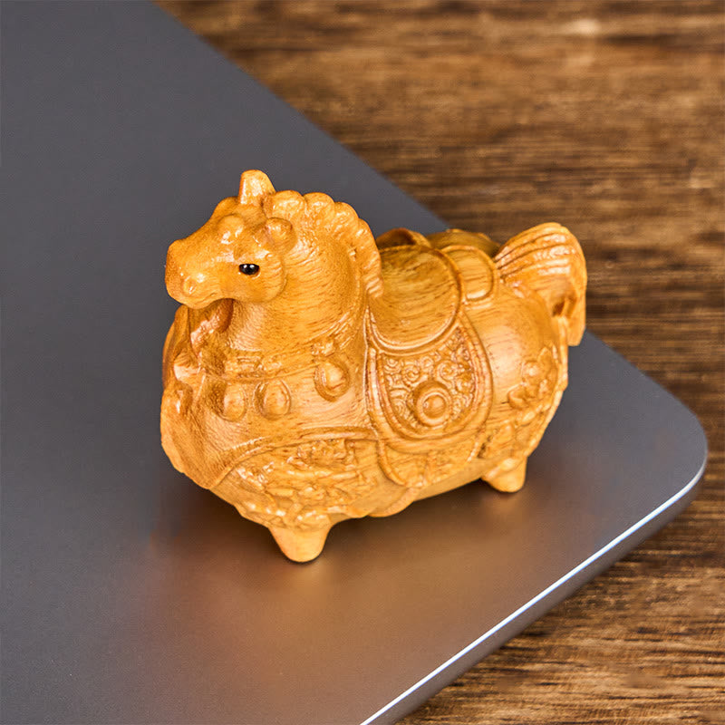 Buddha Stones Mini Año del Caballo Loto Ébano Tilo Madera Sándalo Verde Decoración 5,5*5*3,2cm - image 2