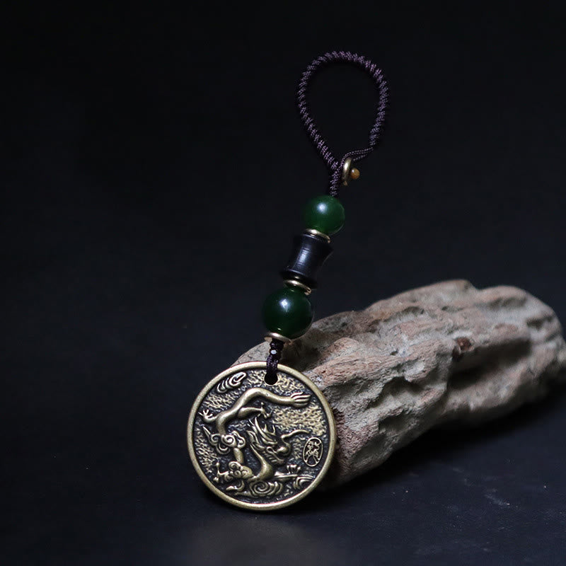 Buddha Stones Llavero de equilibrio de cobre y latón con el personaje Bagua Fu del año del caballo del zodíaco chino - Dragón de cobre y latón - image 19