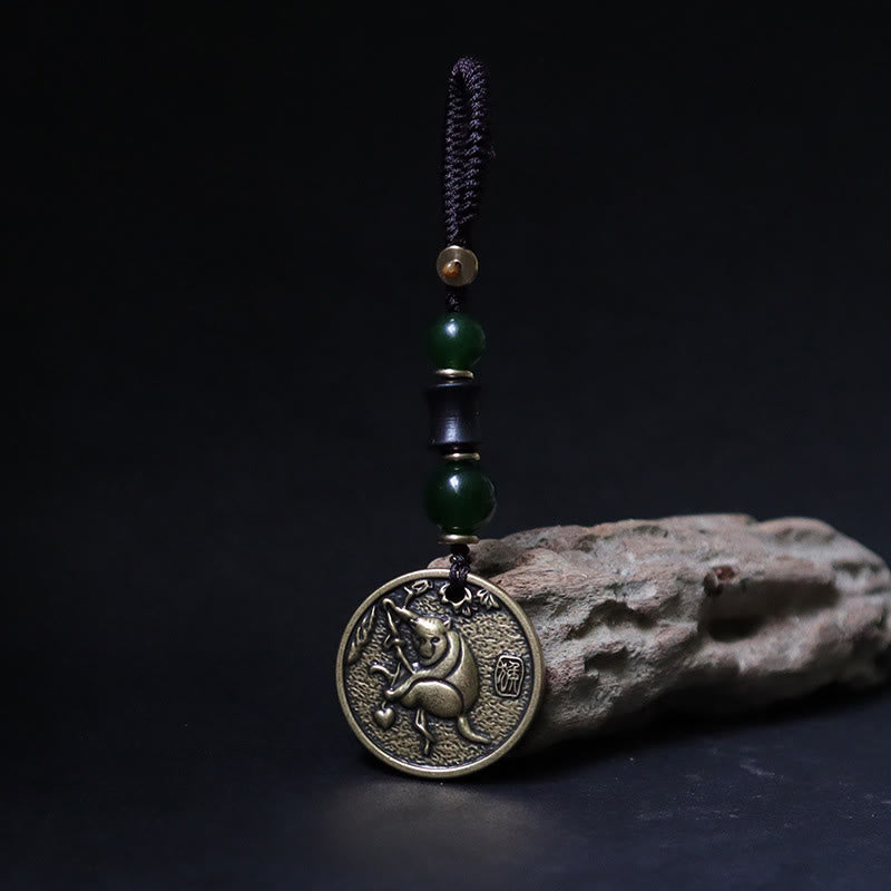 Buddha Stones Llavero de equilibrio de cobre y latón con el personaje Bagua Fu del año del caballo del zodíaco chino - Mono de cobre y latón - image 22