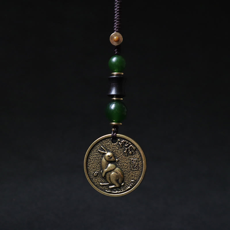 Buddha Stones Llavero de equilibrio de cobre y latón con el personaje Bagua Fu del año del caballo del zodíaco chino - image 11