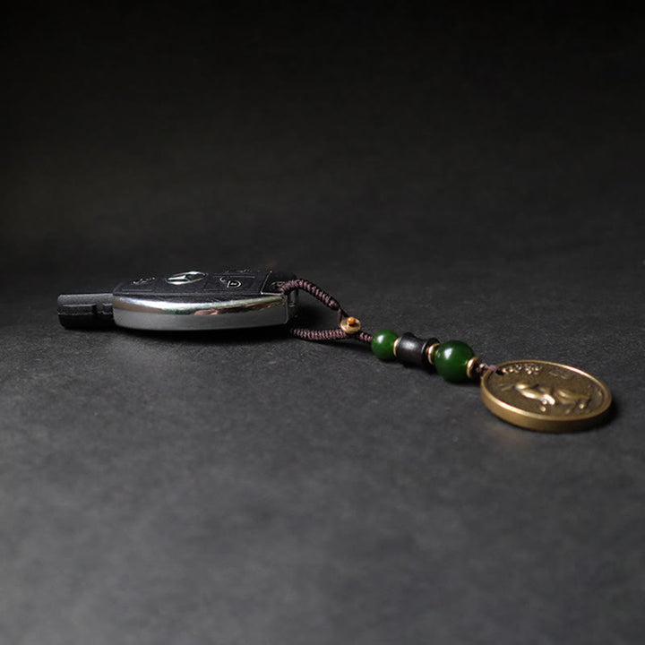 Buddha Stones Llavero de equilibrio de cobre y latón con el personaje Bagua Fu del año del caballo del zodíaco chino - image 15