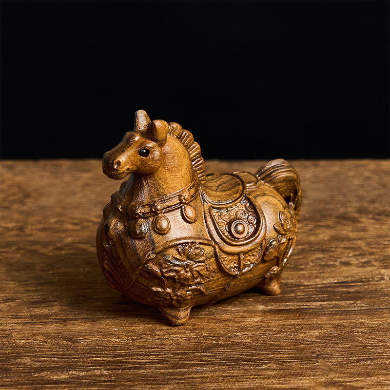 Buddha Stones Mini Año del Caballo Loto Ébano Tilo Madera Sándalo Verde Decoración 5,5*5*3,2cm - Ébano Aproximadamente 5,5*5*3,2 cm - image 7