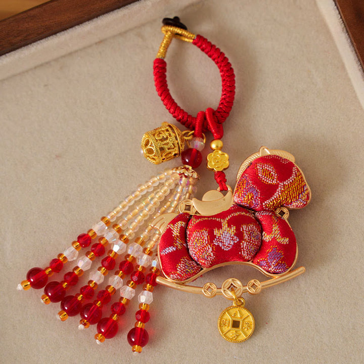Buddha Stones Llavero de prosperidad con bordado del Año del Caballo - image 1