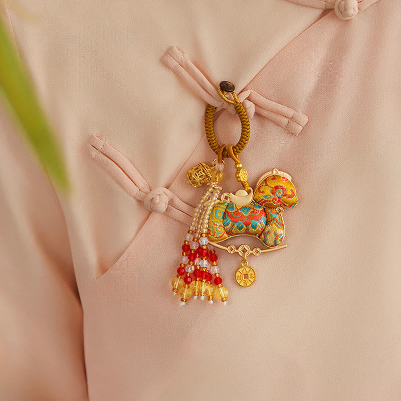 Buddha Stones Llavero de prosperidad con bordado del Año del Caballo - image 6