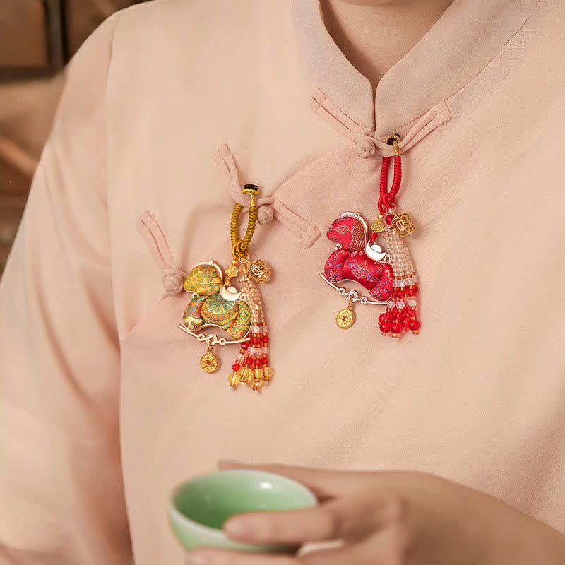 Buddha Stones Llavero de prosperidad con bordado del Año del Caballo - image 11