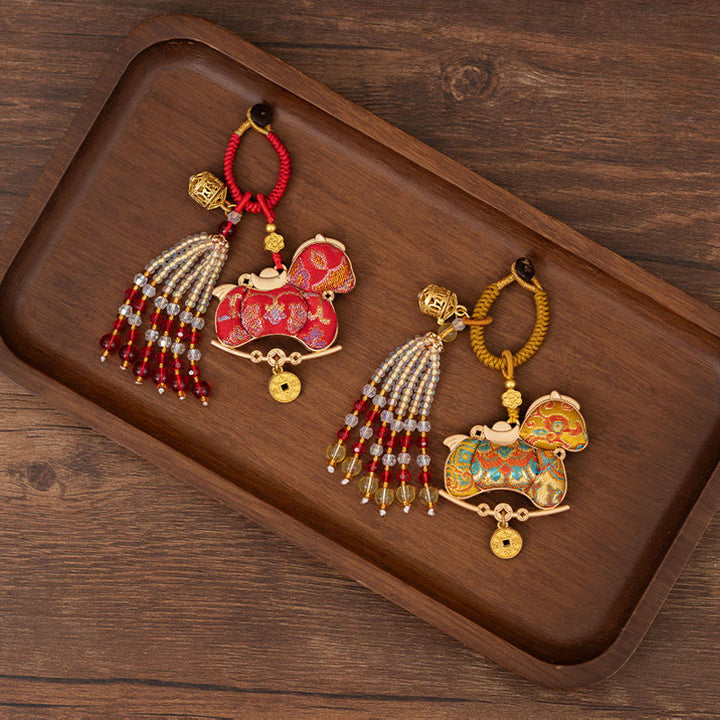 Buddha Stones Llavero de prosperidad con bordado del Año del Caballo - image 10