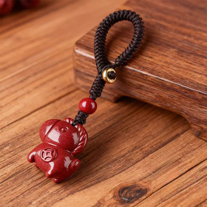 Buddha Stones Llavero del Año del Caballo Cinabrio que aleja los malos espíritus - Caballo rojo oscuro - image 0