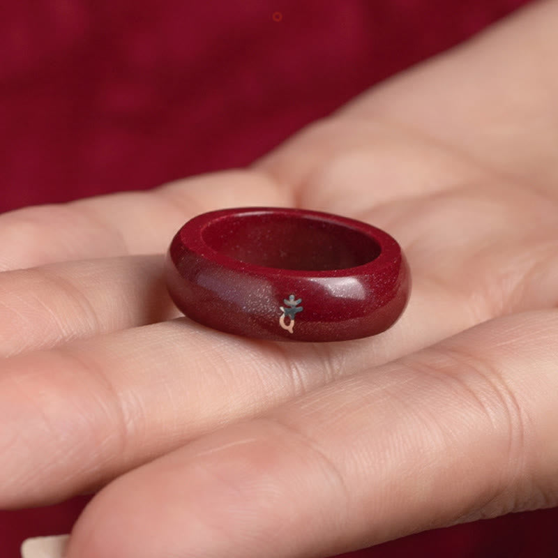 Buddha Stones Anillo de bendición de cinabrio del año del caballo del zodiaco chino - image 18