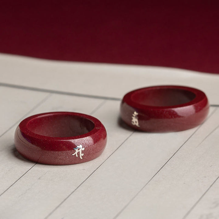 Buddha Stones Anillo de bendición de cinabrio del año del caballo del zodiaco chino - image 23