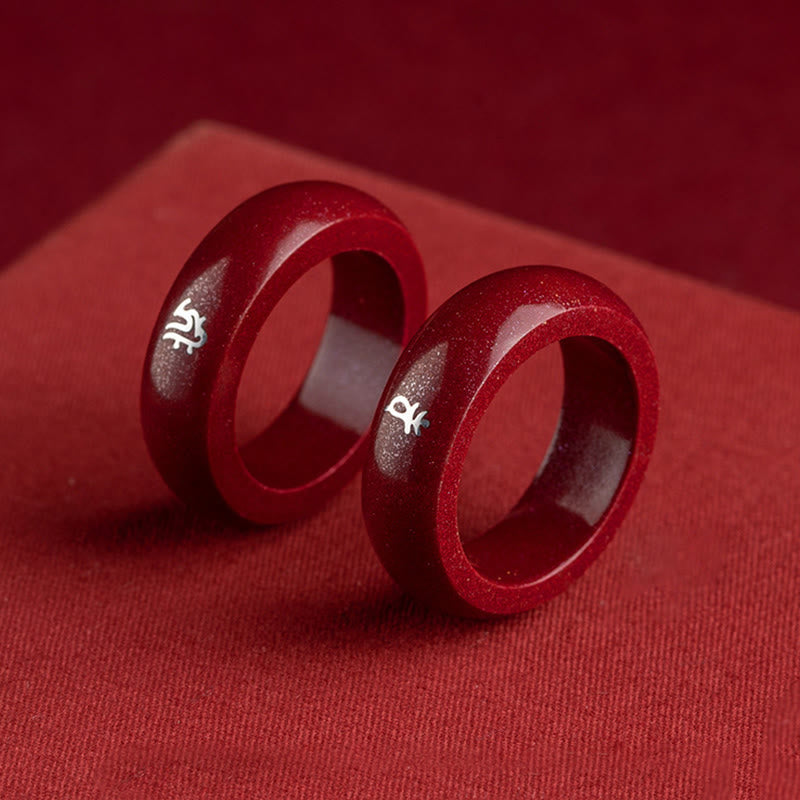 Buddha Stones Anillo de bendición de cinabrio del año del caballo del zodiaco chino - image 27